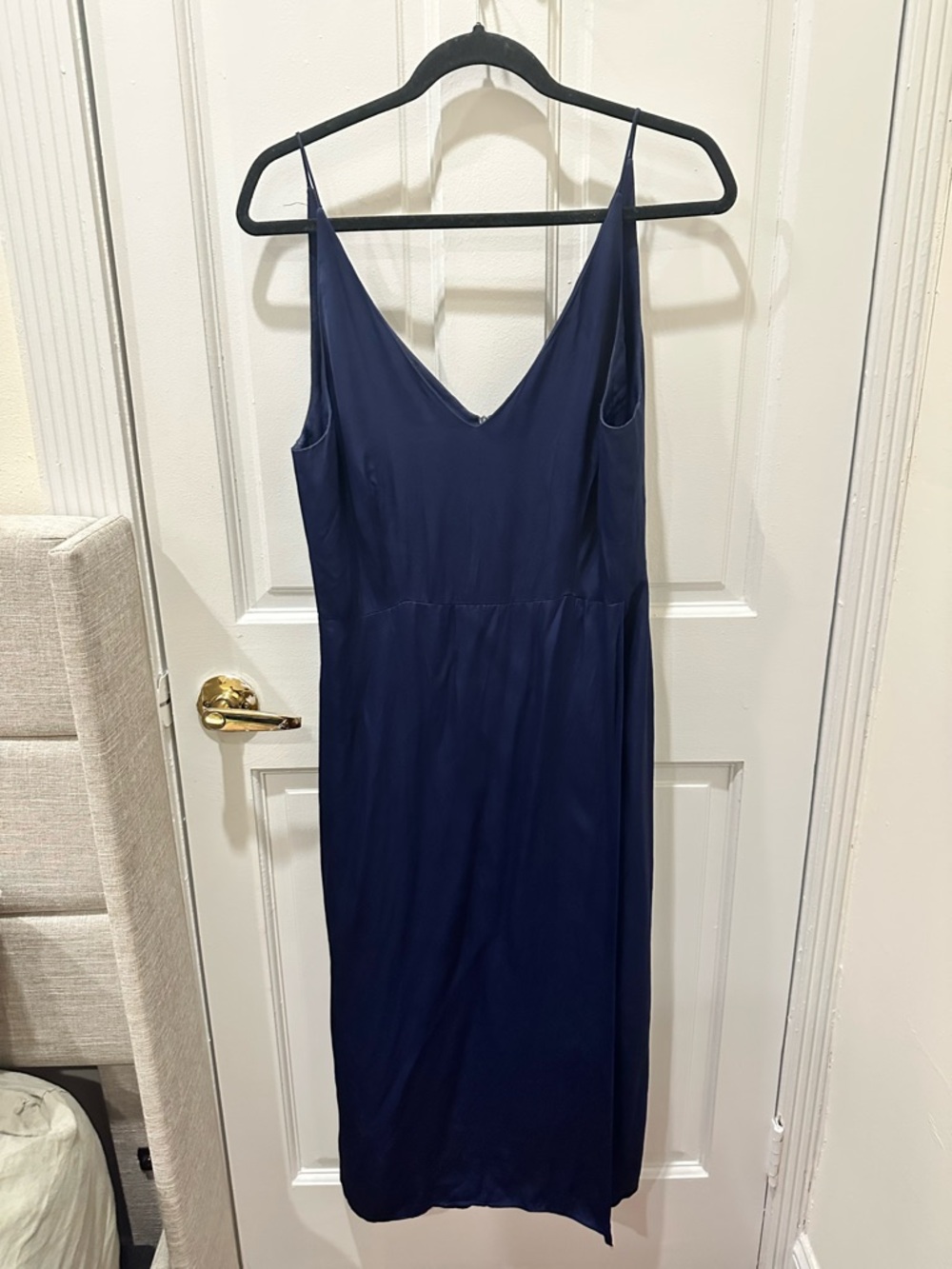 Scotch and soda silky Navy Slip Dress with V-Neck with spaghetti strap